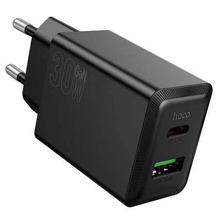 Сетевое зарядное устройство, 1 PD 30W + 1 USB 3.0 QC (N71), HOCO, черный