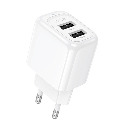 Сетевое зарядное устройство, 2 USB 2.4A (CS51A), HOCO, белый