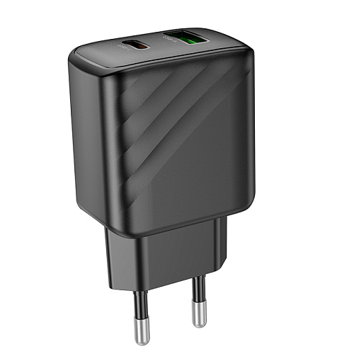 Сетевое зарядное устройство, 1 PD 30W + 1 USB 3.0 QC (CS23A), HOCO, черный