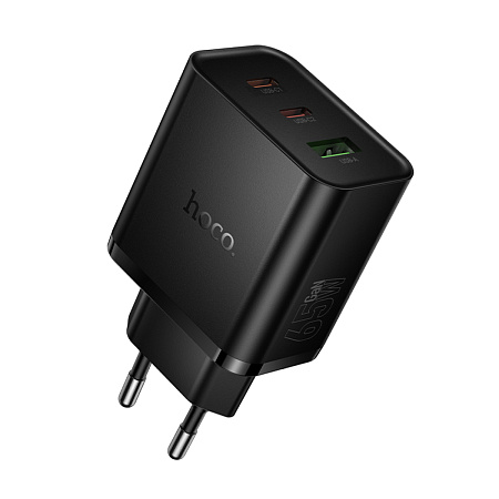 Сетевое зарядное устройство, 2 PD 65W + 1 USB 3.0 QC (N75), HOCO, черный