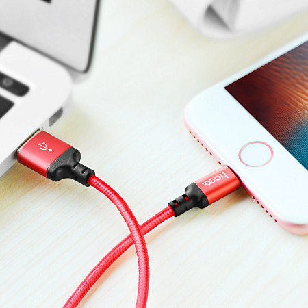USB дата кабель Lightning, HOCO, X14, красный