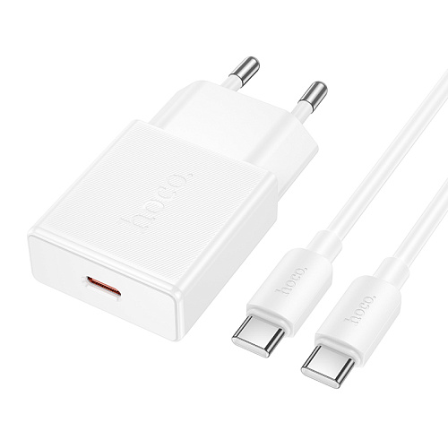 Сетевое зарядное устройство, 1 PD 20W (N72), HOCO, Type-C to Type-C, белый