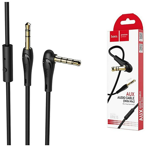 AUX Audio кабель 3,5 мм, UPA15, HOCO, угловой, черный