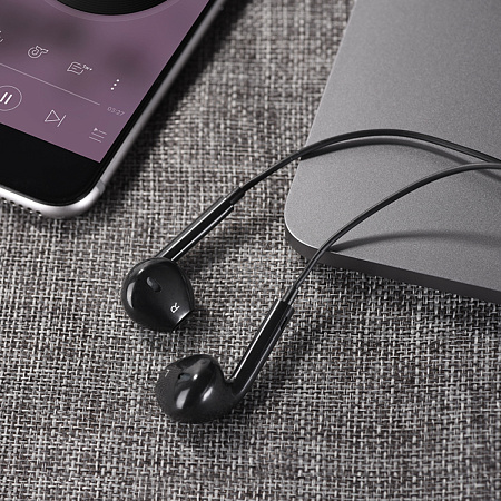 Проводные наушники M101, Crystal joy wire-controlled earphones with microphone, HOCO, черные