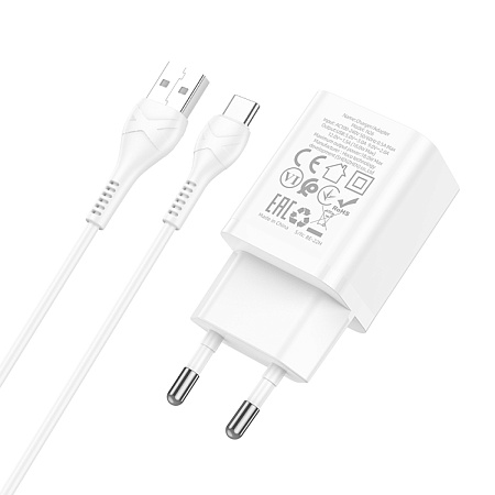 Сетевое зарядное устройство, 1 USB 3.0 QC (N26), HOCO, Type-C, белый