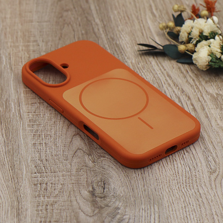 Чехол-накладка для iPhone 17, Silicon Case, магнитный (MagSafe), с дизайном, без лого, X-CASE, оранжевый
