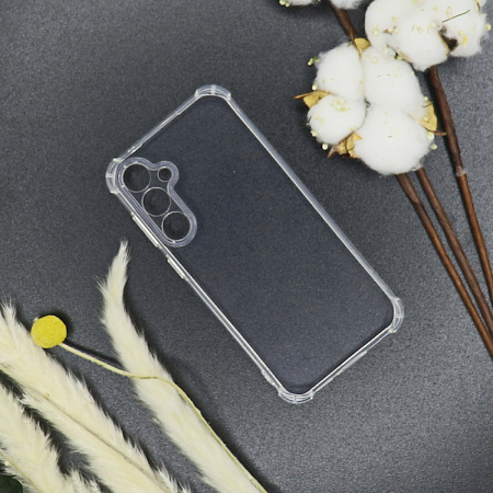 Чехол силиконовый для Samsung Galaxy S23FE, усиленные края, с защитой камеры, X-CASE, прозрачный