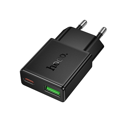 Сетевое зарядное устройство, 1 PD 20W + 1 USB 3.0 QC (N73), HOCO, черный
