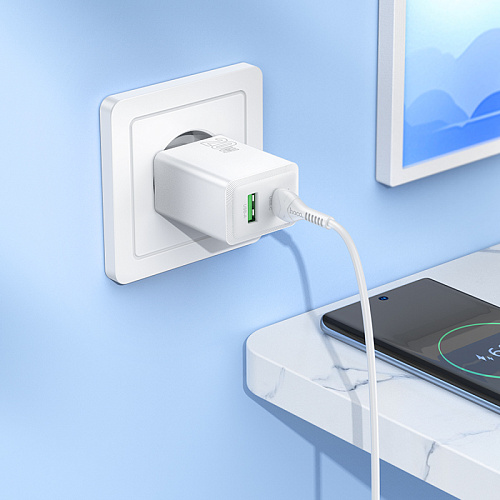 Сетевое зарядное устройство, 1 PD 20W + 1 USB 3.0 QC (N69), HOCO, белый