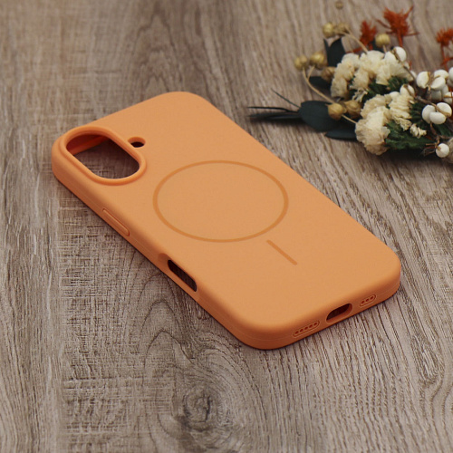 Чехол-накладка для iPhone 17, Silicon Case, магнитный (MagSafe), без лого, X-CASE, оранжевый