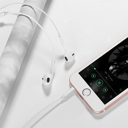 Проводные наушники M101, Crystal joy wire-controlled earphones with microphone, HOCO, белые