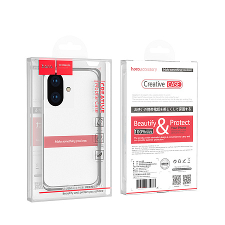 Чехол силиконовый для iPhone 17, Light series TPU, HOCO, прозрачный