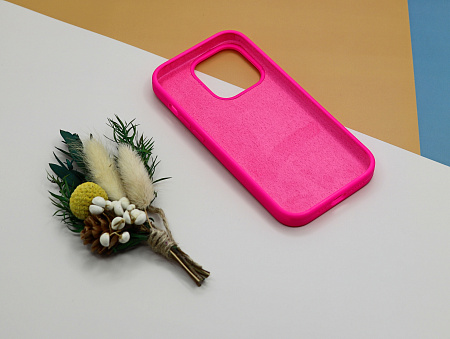 Чехол-накладка для iPhone 14 Pro, Silicon Case, без лого, ярко-розовый