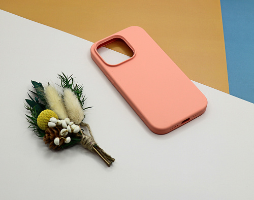 Чехол - накладка для iPhone 13 Pro, Silicon Case, без лого, лососевый
