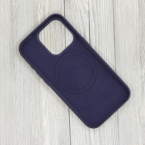 Чехол-накладка для iPhone 15 Pro, экокожа, магнитный (MagSafe), без лого, X-CASE, темно-синий