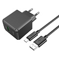 Сетевое зарядное устройство, 1 USB 3.0 QC 18W (CS12A), HOCO, Type-C, черный