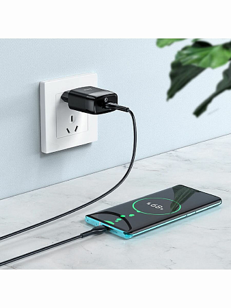 Сетевое зарядное устройство, 1 USB 3.0A (C72Q), HOCO, Micro, черный