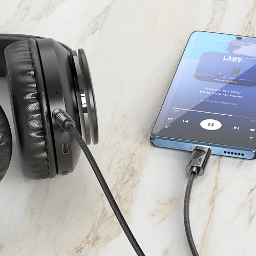 AUX Audio кабель 3,5 мм на Type-C, UPA30, HOCO, черный