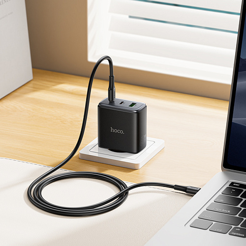 Сетевое зарядное устройство, 2 PD 65W + 1 USB 3.0 QC (C160A), HOCO, Type-C to Type-C, цвет черный