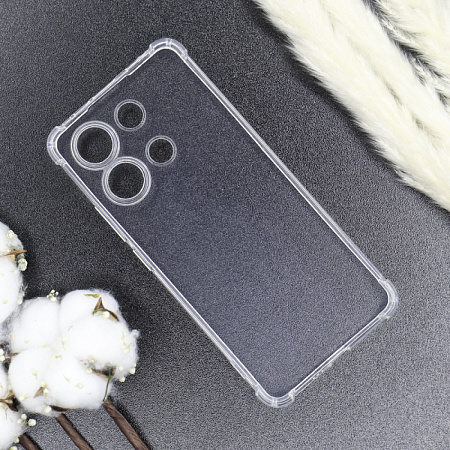 Чехол силиконовый для Xiaomi Redmi Note 13 (4G), усиленные края, c защитой камеры, X-CASE, прозрачный