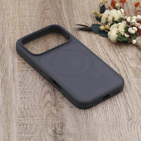 Чехол-накладка для iPhone 17 Pro, Silicon Case, магнитный (MagSafe), с дизайном, без лого, X-CASE, угольно-серый