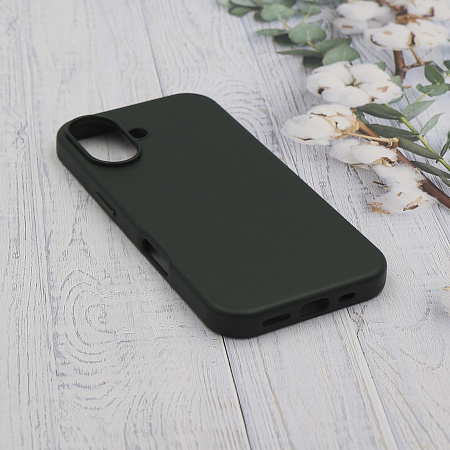 Чехол-накладка для iPhone 16, экокожа, магнитный (MagSafe), без лого, X-CASE, темно-зеленый