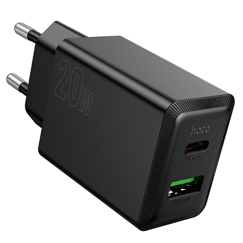 Сетевое зарядное устройство, 1 PD 20W + 1 USB 3.0 QC (N69), HOCO, черный