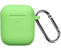 Чехол силиконовый для Airpods 1/Airpods 2 case, X-CASE, зеленый с карабином