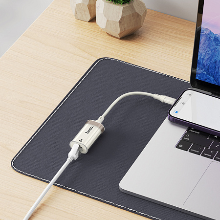 Переходник с lightning на RJ45, UA41A, HOCO, сеть: 10/100Mbps, цвет белый