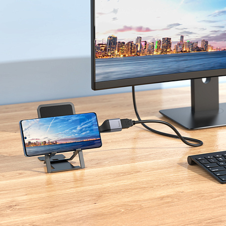 HDMI переходник на Type-C, UA33, HOCO, металлический серый