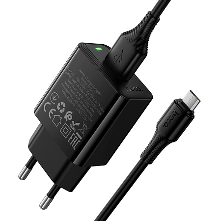 Сетевое зарядное устройство, 1 USB 2.1A (CS91A), HOCO, Micro, черный