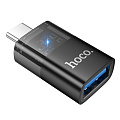 Переходник OTG Type-C, Type-C (папа) на USB (мама), UA36B, HOCO, черный