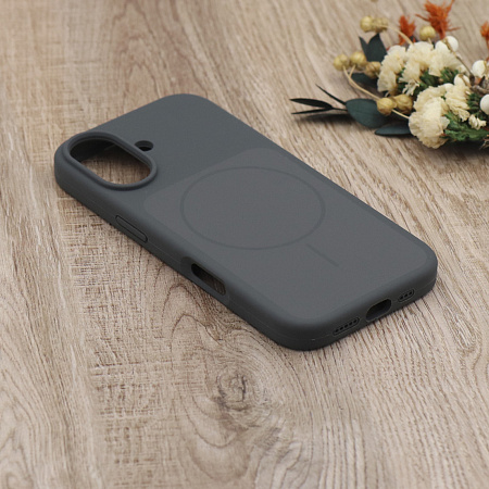 Чехол-накладка для iPhone 17, Silicon Case, магнитный (MagSafe), с дизайном, без лого, X-CASE, угольно-серый