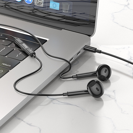 Проводные наушники M92, Plumelet wire-controlled earphones with mic, HOCO, черные