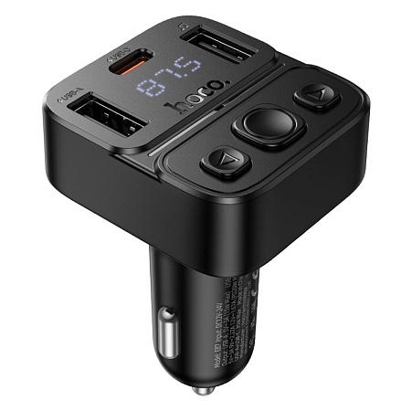 Bluetooth FM модулятор, E87, HOCO, 1 USB QC3.0+1 PD (20Вт)+1 USB 5V/0.5A, черный