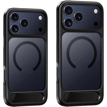 Чехол для iPhone 17 Pro Max, TPU+PC 1.7 мм, Магнитный (MagSafe), с подставкой, AS12, HOCO, прозрачный