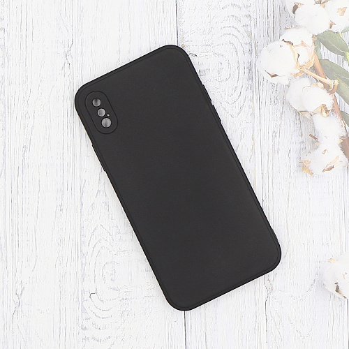 Чехол силиконовый для iPhone X/XS, с микрофиброй внутри, с защитой камеры, X-CASE, черный