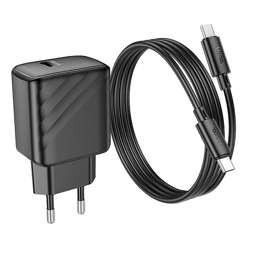 Сетевое зарядное устройство, 1 PD 30W (CS22A), HOCO, Type-C to Type-C, черный
