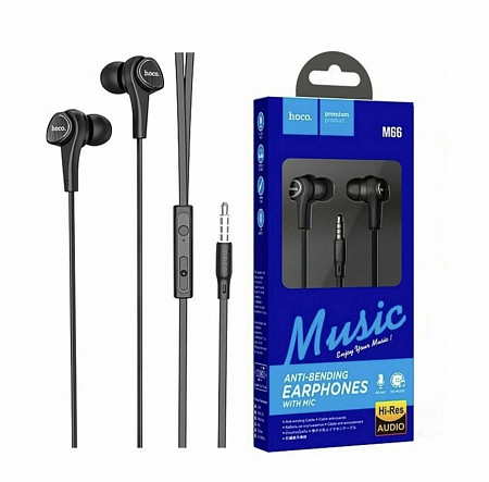 Проводные наушники M66 Passion in-line control eaphones, HOCO черные