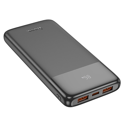 Универсальный Доп. Аккумулятор 10000mAh, J121, HOCO, выход: 2 USB (22.5W)+1 PD (20W) с дисплеем, черный