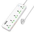 Сетевой фильтр на 5 розеток+3 USB+1 PD, 1.5м, AC13A, HOCO, белый