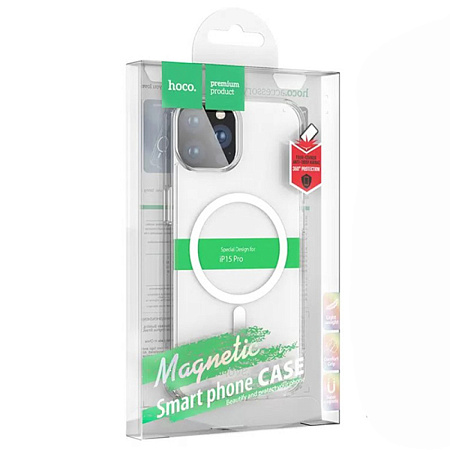 Чехол для iPhone 15 Pro усиленная защита от удара, Магнитный (MagSafe), Magnetic series, HOCO, прозрачный