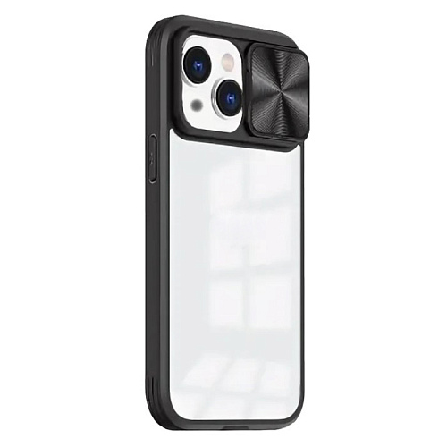 Чехол силиконовый для iPhone 14 (6.1), с выдвижной защитой камеры, X-CASE, черный