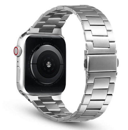 Ремешок на руку для Apple Watch 42/44/45/49 мм, стальной, серебро