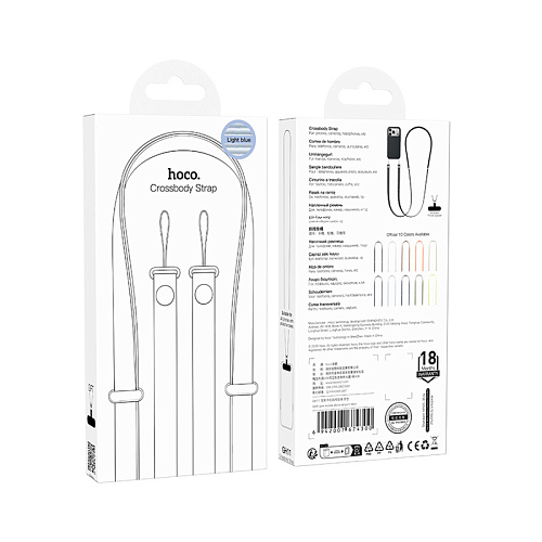 Шнурок для телефона универсальный, GH11, Hoco, стильный, цвет голубой