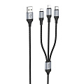USB дата кабель Lightning+Micro+Type-C, X102, HOCO, черный