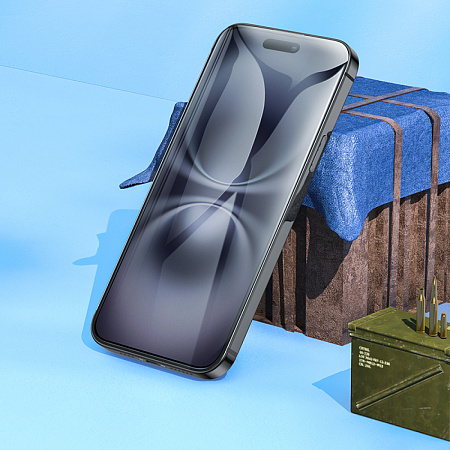 Защитное стекло для iPhone 15 Plus/16 Plus, G777, HOCO, anti-static, черное