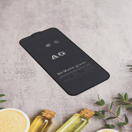 Защитное стекло на iPhone 13/13 Pro/14/16e (6.1), Anti-blue ray матовый, черное, X-CASE