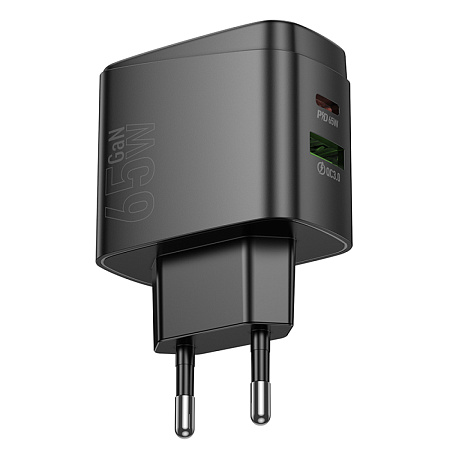 Сетевое зарядное устройство, 1 PD 65W + 1 USB 18W (CS63A), HOCO, черный