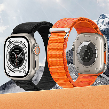 Ремешок на руку для Apple Watch 44/45/46/49 мм, HOCO, WA20, нейлоновый, оранжевый